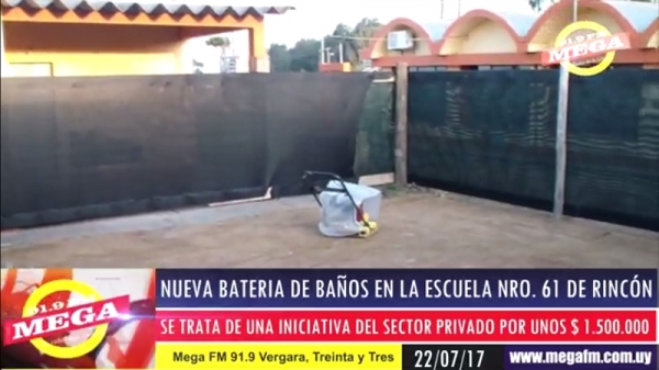 Empresa privada realizar&aacute; obra por $ 1.500.000 en Escuela N&deg; 61 de Rinc&oacute;n 23/07/17