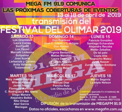 Programaci&oacute;n 47&deg; edici&oacute;n Festival del Olimar &ldquo;Maestro Rub&eacute;n Lena&rdquo; 2019