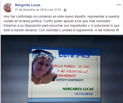 Margarita Lucas será candidata a Alcalde en las elecciones de Mayo 2020 27/12/18