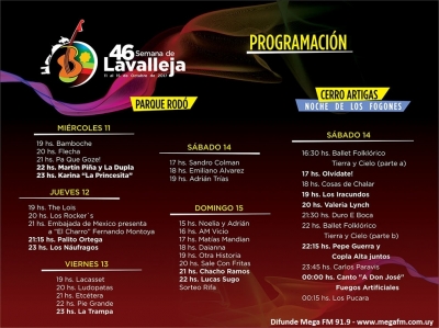 Programaci&oacute;n 46&deg; edici&oacute;n semana de Lavalleja 2017