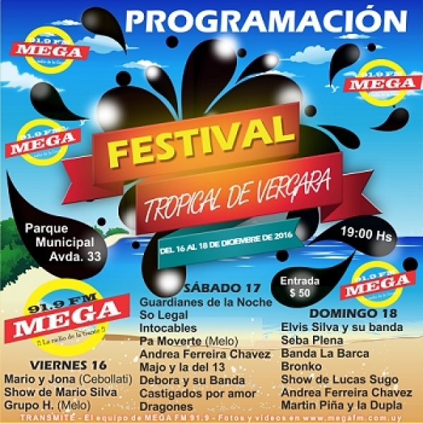 Programaci&oacute;n Festival Tropical de Vergara 2016