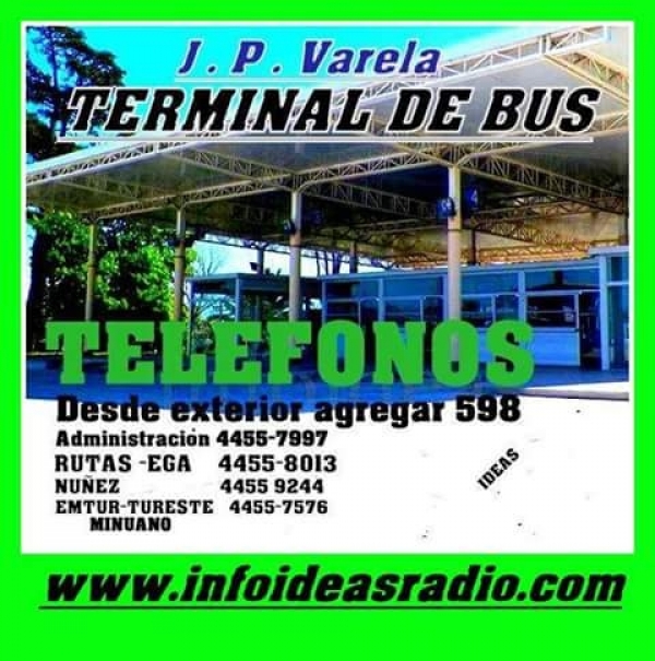 N&uacute;meros de tel&eacute;fono para comunicarse con la terminal de omnibus de la ciudad de Jos&egrave; Pedro Varela