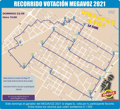 Este será el recorrido para la votación en la final del MEGAVOZ 2021