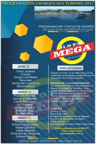 Programaci&oacute;n Festival de Charqueada turismo 2017