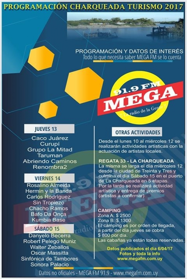 Programaci&oacute;n Festival de Charqueada turismo 2017