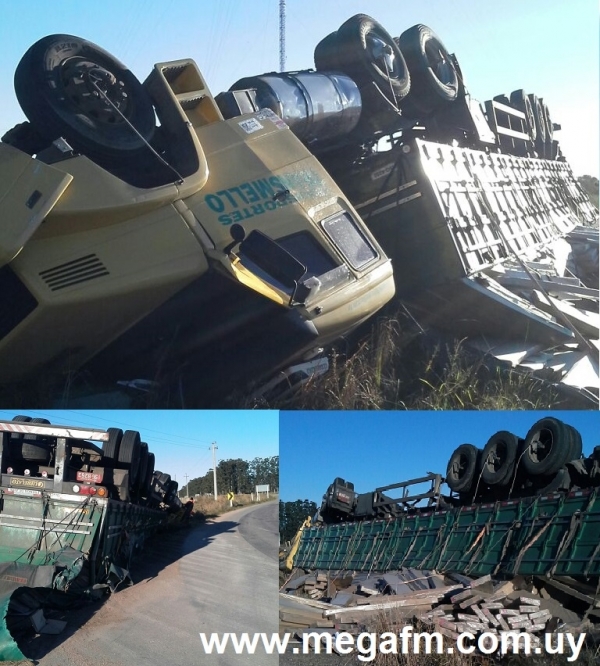 Volc&oacute; un cami&oacute;n en Ruta 18 frente al ingreso a Placido Rosas Drag&oacute;n 7/06/16